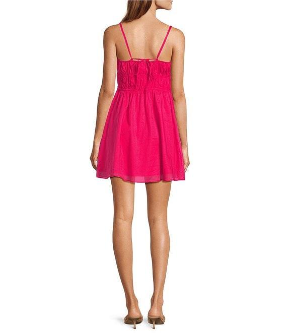 Steve Madden Heather Square Neck Smocked Sleeveless Mini Babydoll Dress Product Image