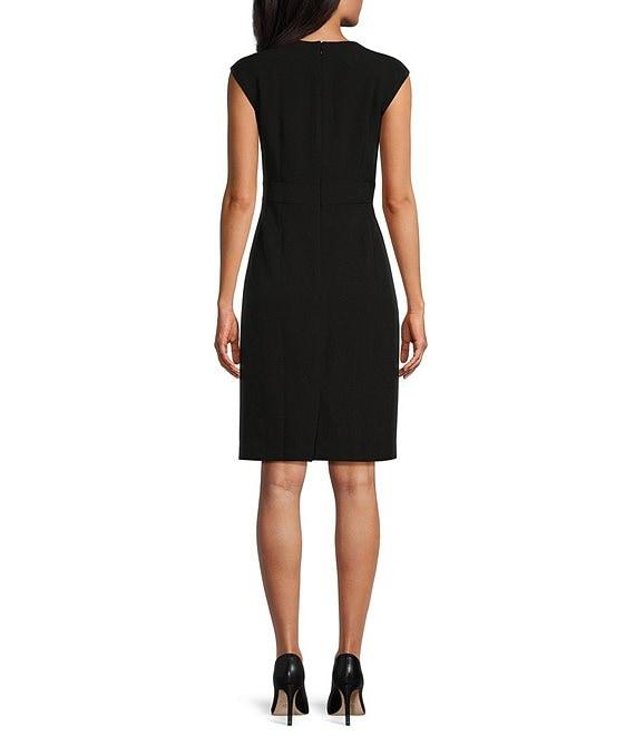 Kasper Stretch Crepe Crew Neck Sleeveless Sheath Dress Product Image