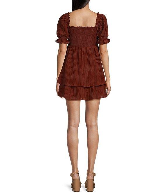 Midnight Doll Short Sleeve V-Neck Texture Woven Dress Product Image