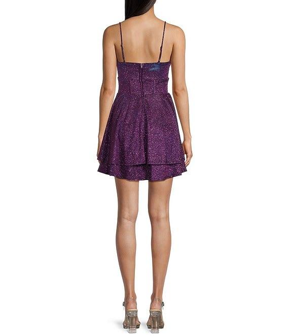 City Vibe Square Neck Layered Skater Dress Product Image