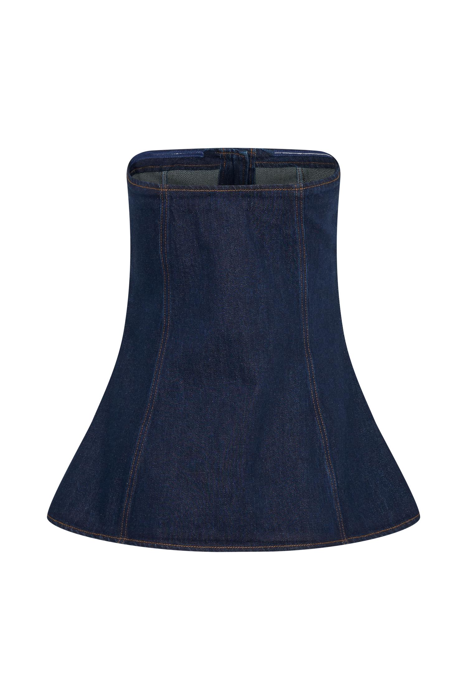 Lennox Strapless Long Line Button Top - Indigo Blue Product Image