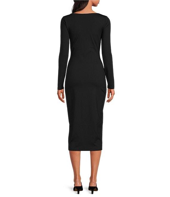 Susana Monaco Knit Square Neck Long Sleeve Midi Dress Product Image