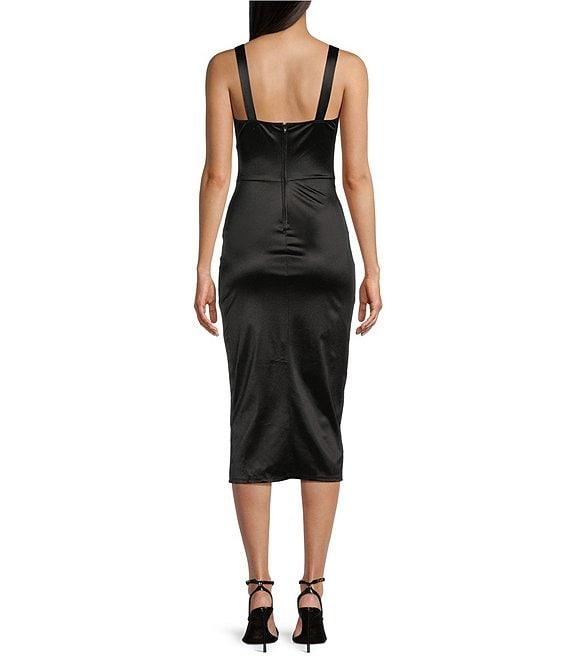 Honey and Rosie Sateen Sleeveless Midi Fitted Tank Dress Product Image