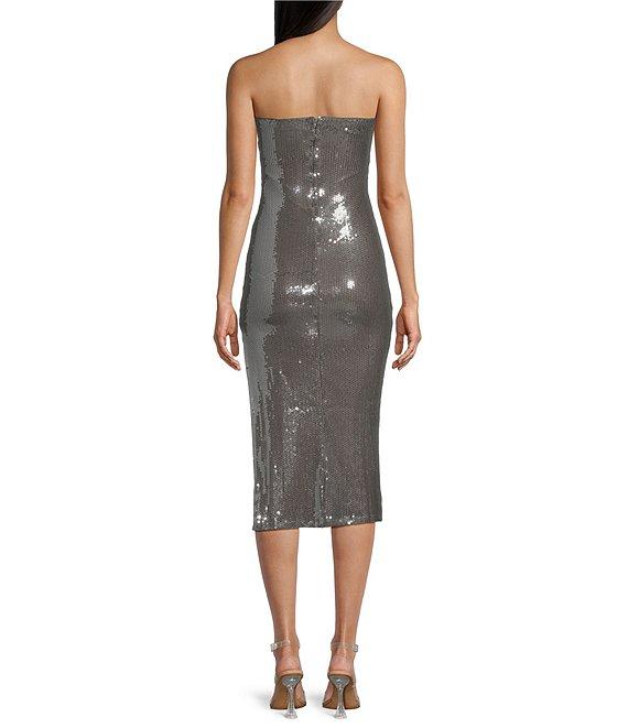 Honey and Rosie Strapless Cut-Outt Sequin Midi Dress Product Image