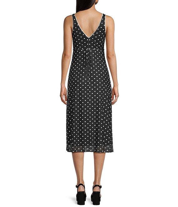 GB Bow Detail Mesh Tie Back Polka Dotted Midi Dress Product Image