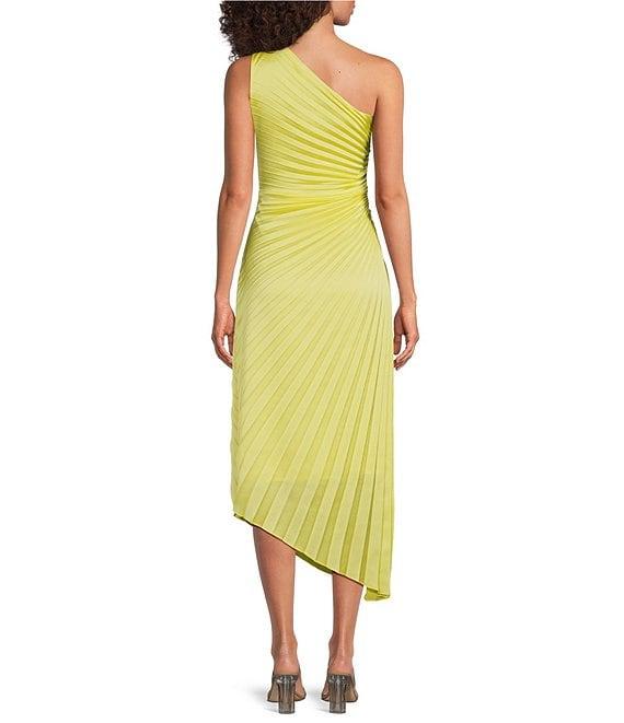 Belle by Badgley Mischka Kelsey Sleeveless One Shoulder Asymmetric Fit and Flare Midi Dress Product Image