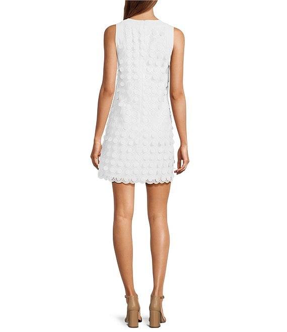 Trina Turk Bev Embroidered Dot Cut-Out Round Neck Sleeveless Sheath Mini Dress Product Image
