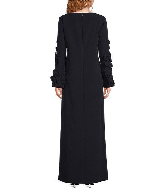 Alex Marie Laura Crepe Keyhole Neck Long Sleeve Applique Gown Product Image