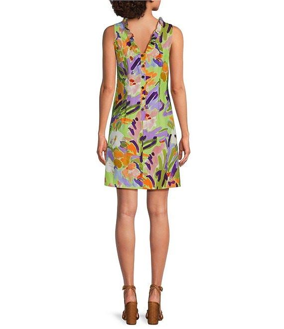 tyler boe Ella Floral Print Ruffle Boat Neck Sleeveless Square Back Dress Product Image