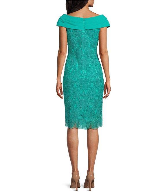 Tadashi Shoji Off-the-Shoulder Cap Sleeve Lace Sheath Dress Product Image
