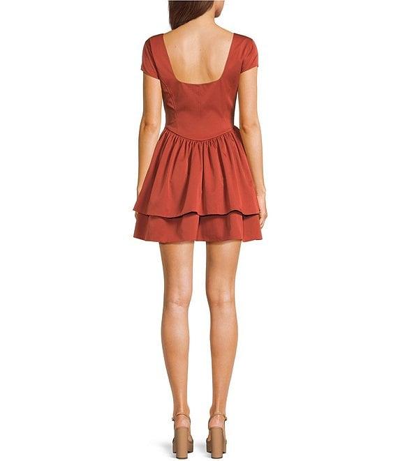 C&V Chelsea & Violet Square Neck Cap Sleeve Drop Waist Mini Dress Product Image