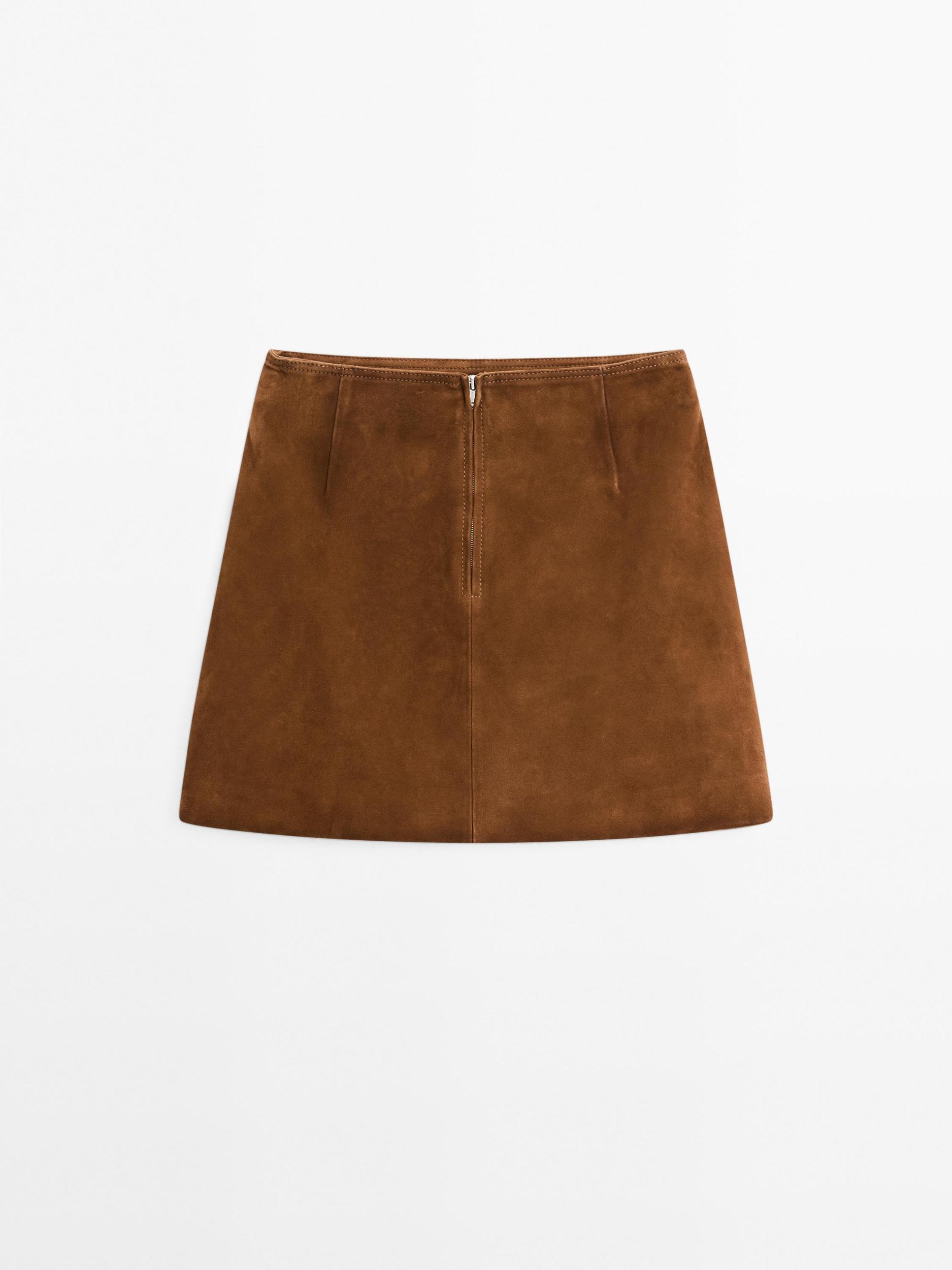 Suede nappa leather mini skirt with topstitching Product Image