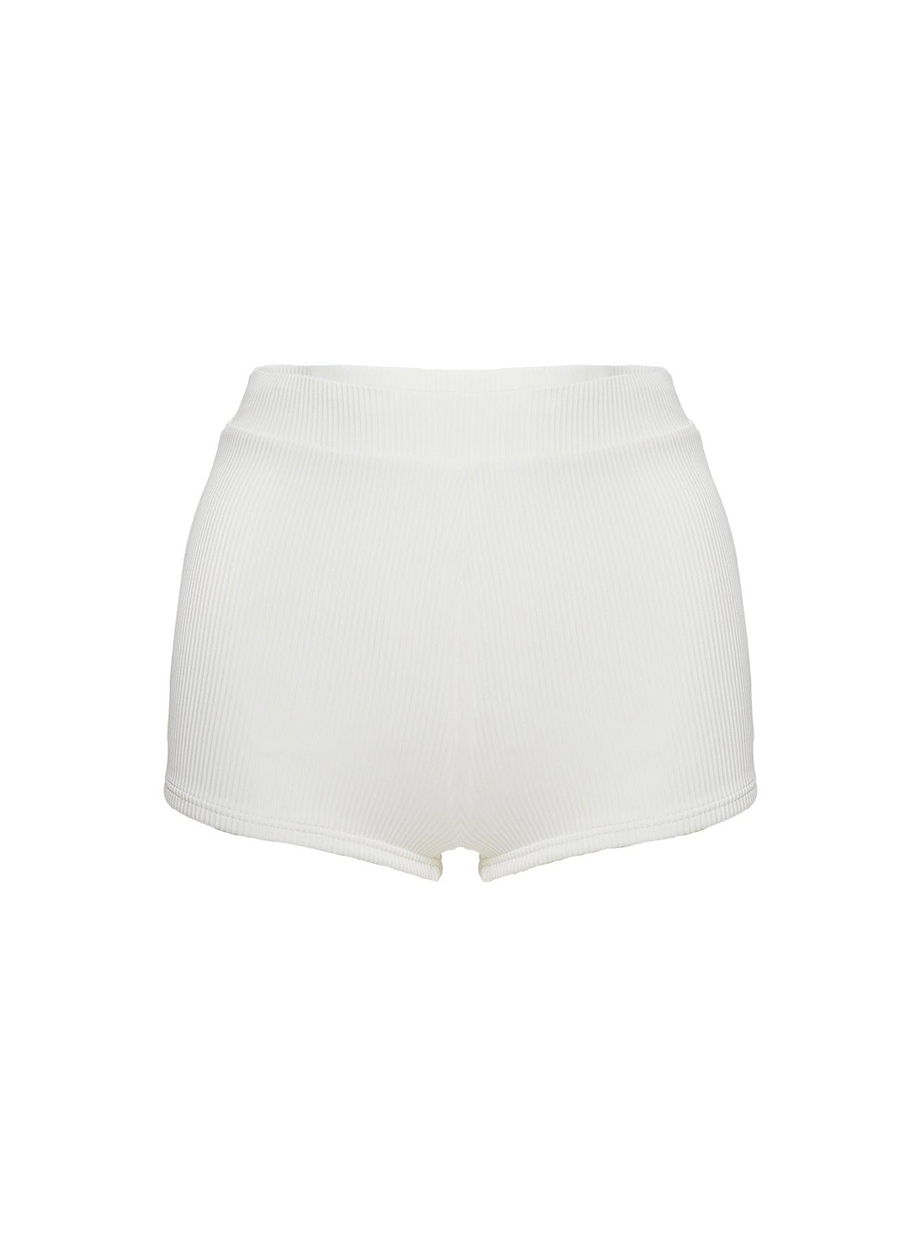 Ezrah Ribbed Shorts White Product Image