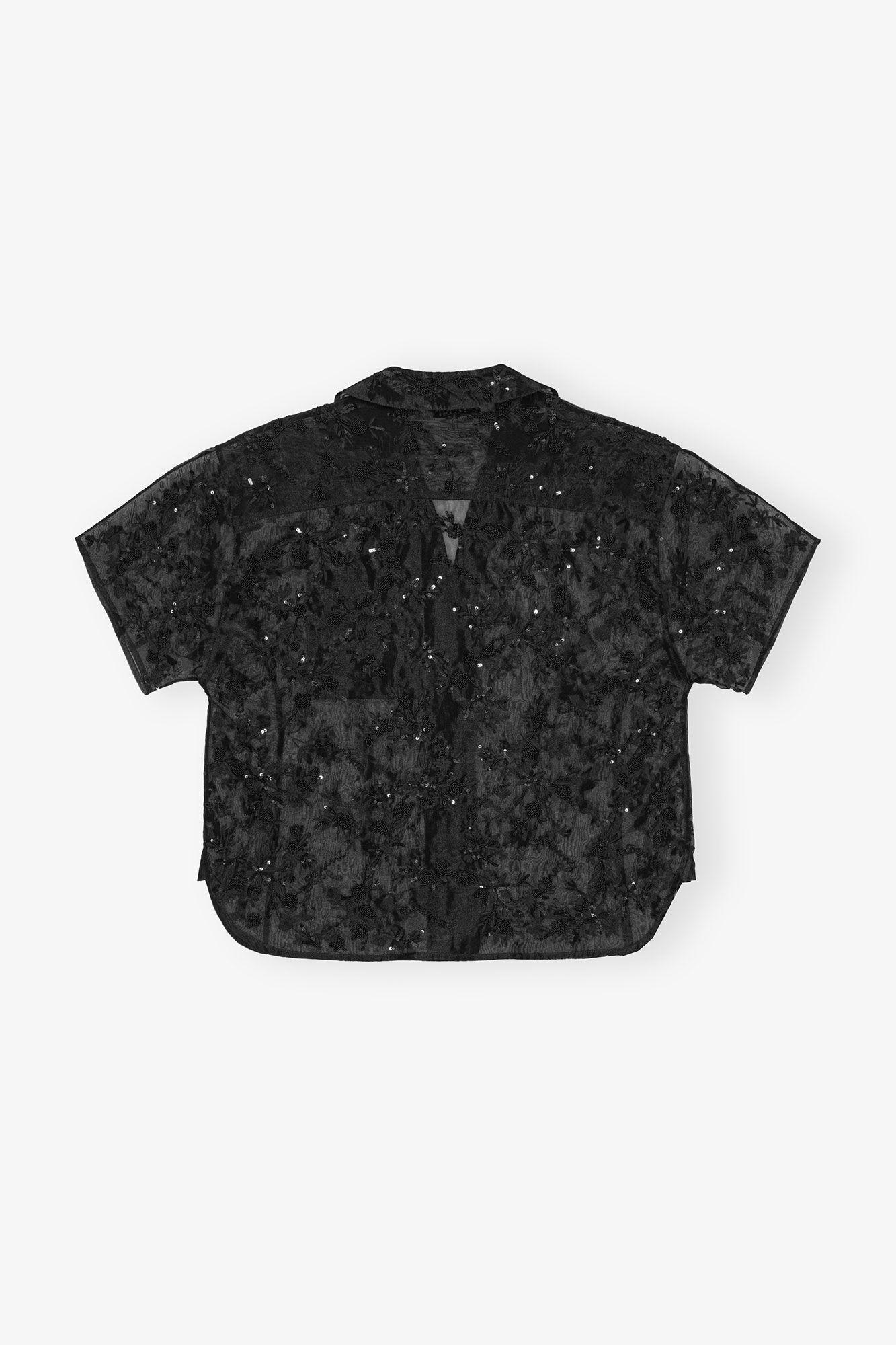 Black Embellished Organza Shirt Product Image