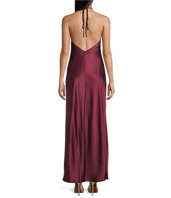 Morgan & Co. Satin Halter Neck Long Dress Product Image