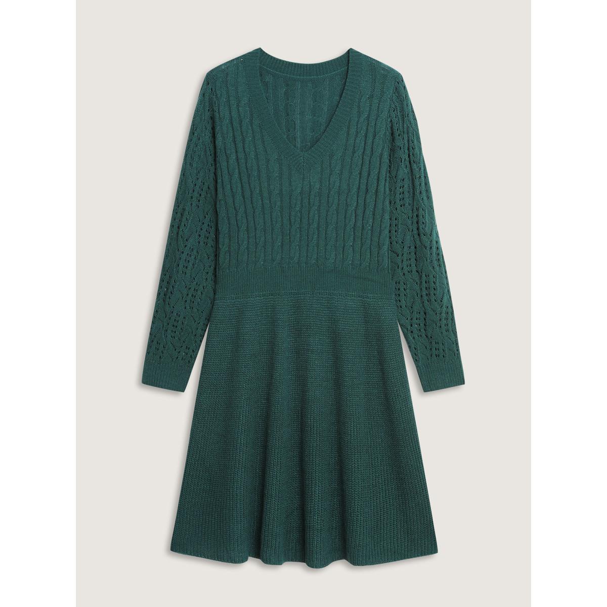 Plus Size Textured Cut-Out Sleeve Sweater Midi Dress Cyan Women Timeless Bodycon Long Sleeve Elegant Sweater Dresses BloomChic 30/6X Product Image