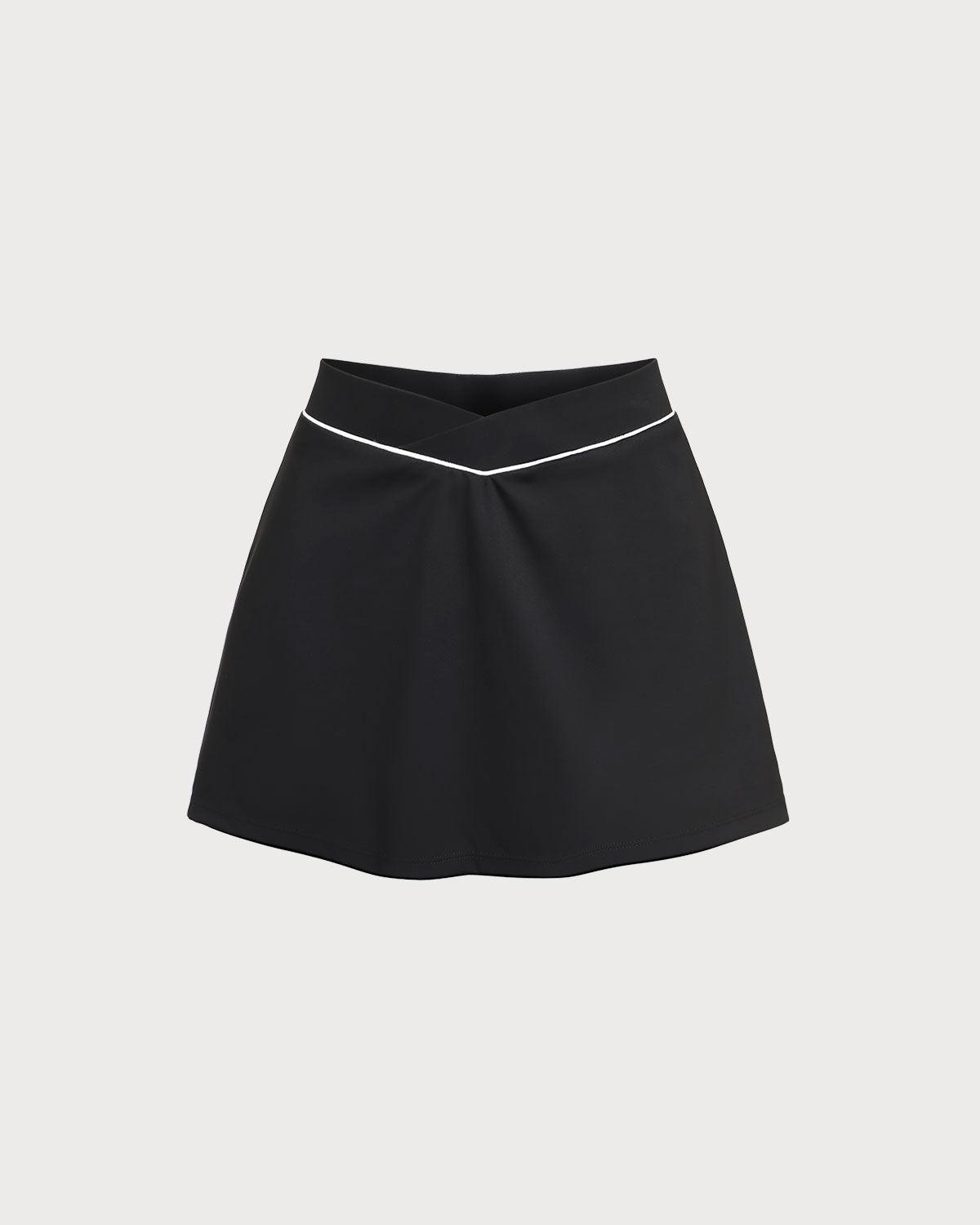 Black High Stretch A-Line Yoga Skirt Product Image