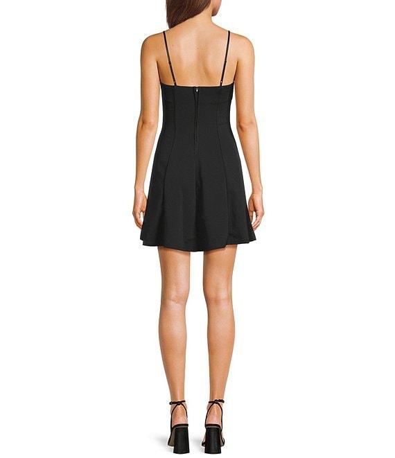 Honey and Rosie Solid Scuba Crepe Bow Front A-Line Dress Product Image