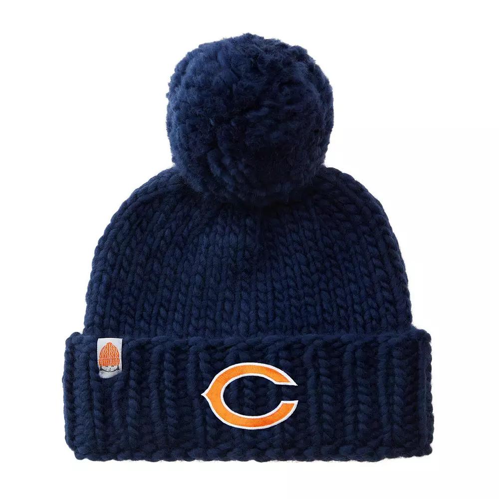 Women's Sh*t That I Knit Navy Chicago Bears Hand-Knit Brimmed Merino Wool Beanie with Yarn Pom Pom, Blue Product Image