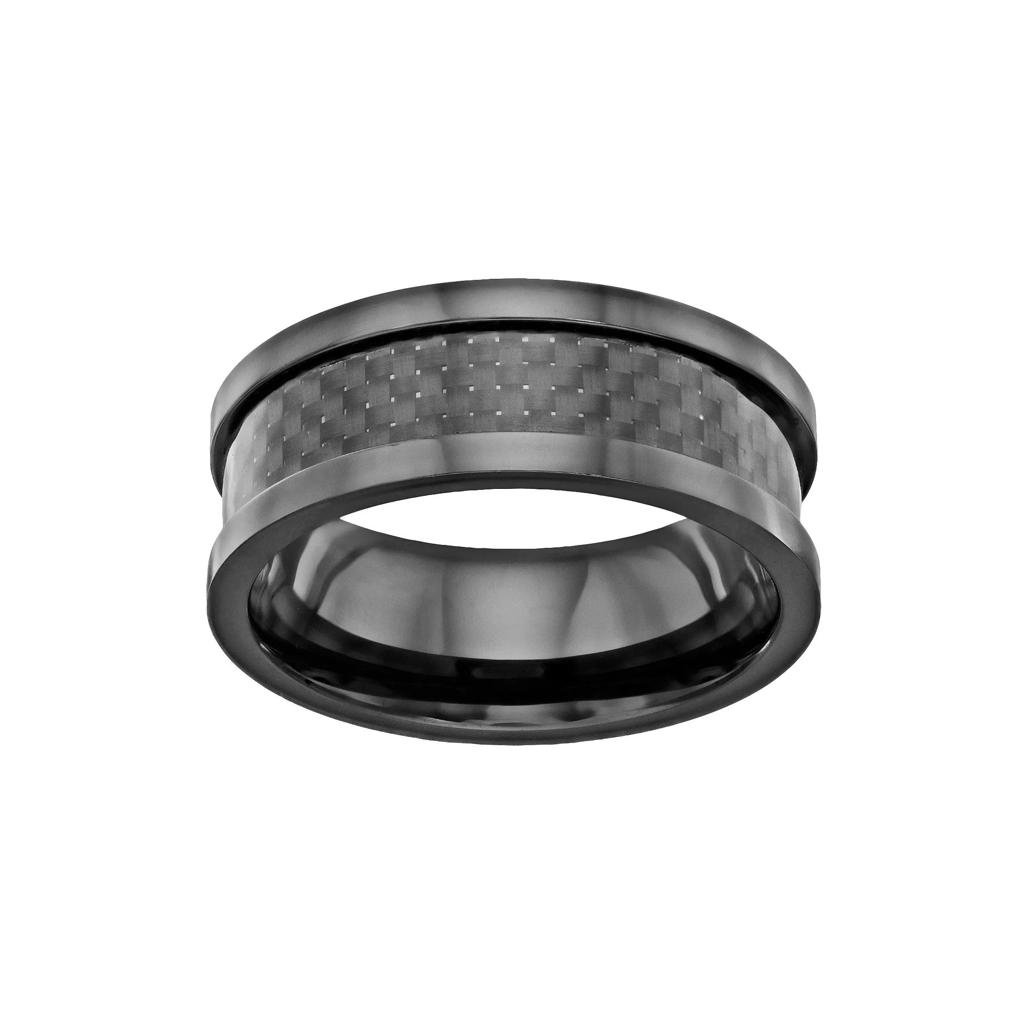 Men's Black Ceramic & Carbon Fiber Band, Size: 12 Product Image