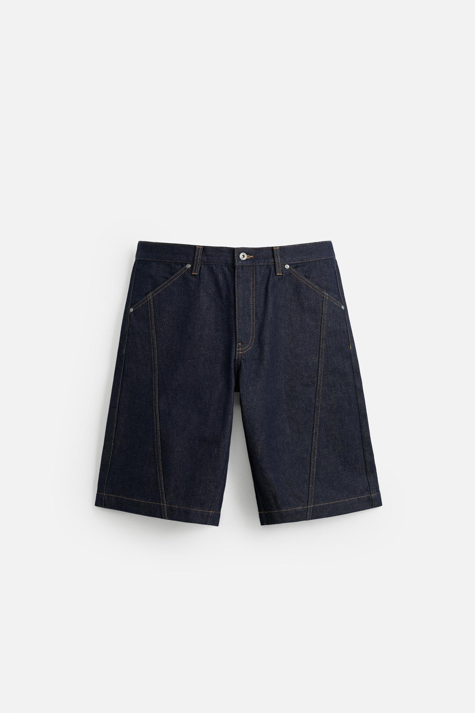 STITCHED BAGGY FIT DENIM SHORTS Product Image