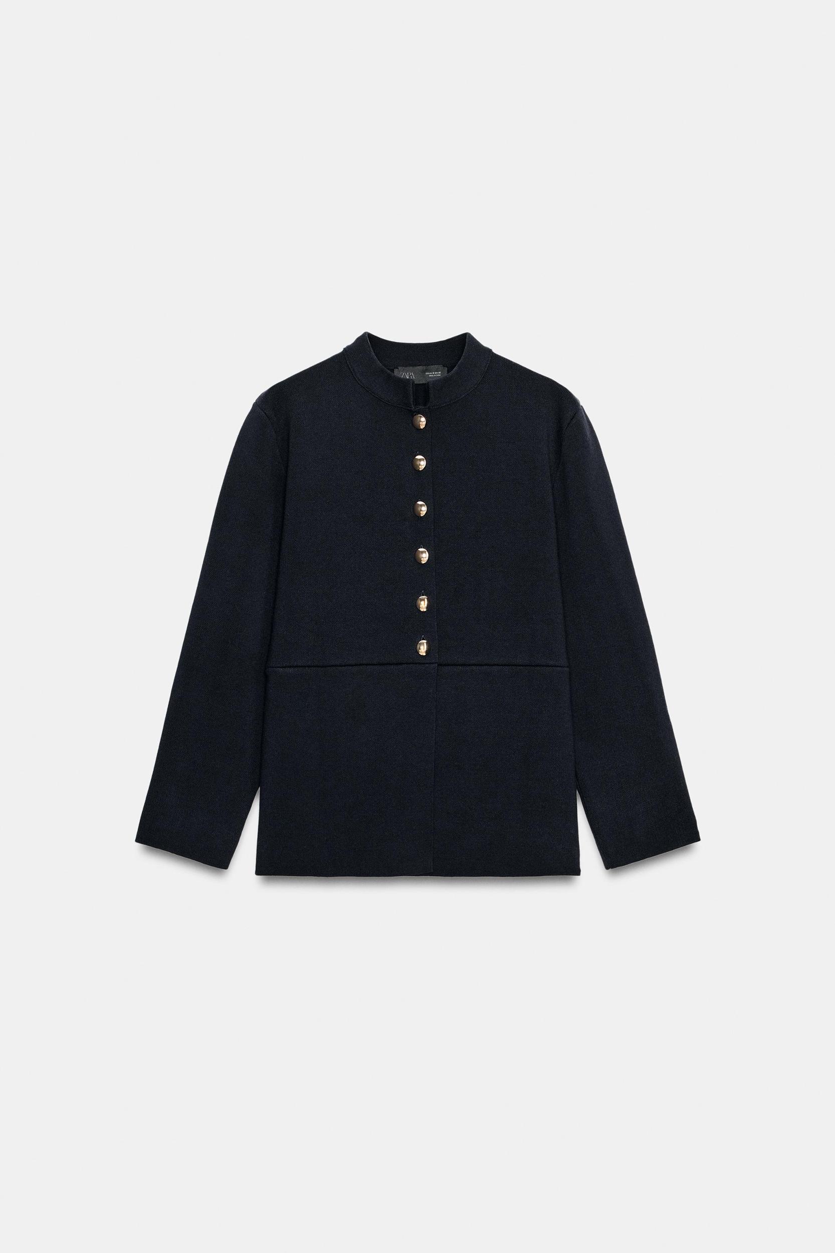 GOLD BUTTON PEPLUM CARDIGAN Product Image