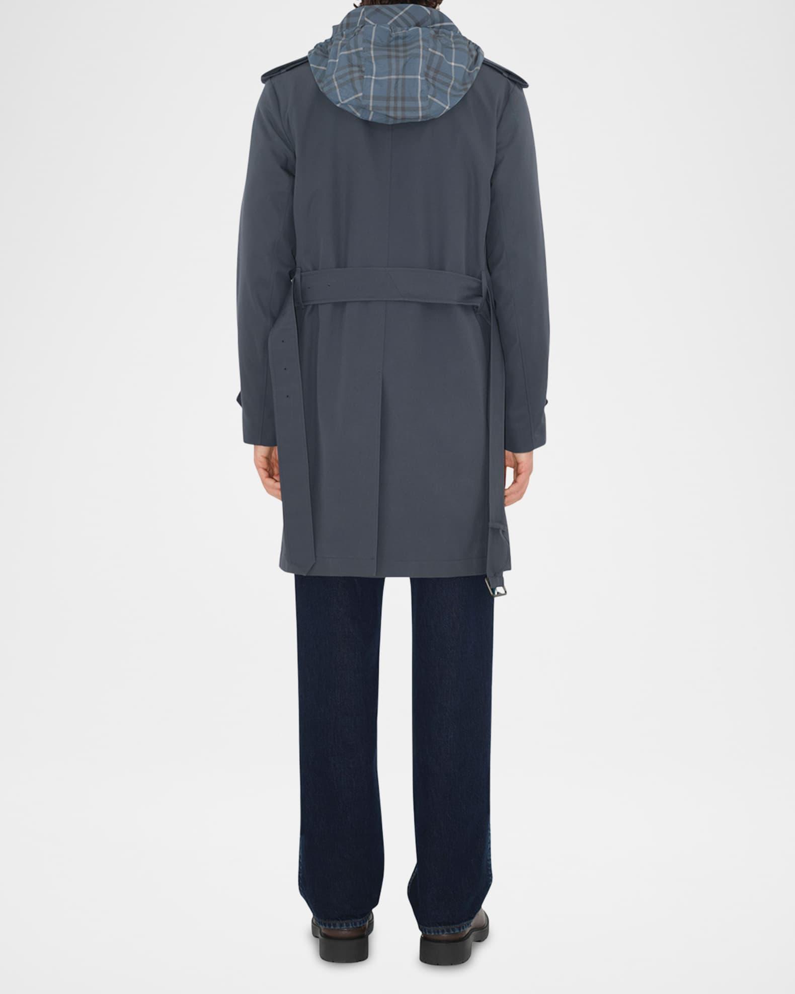 Men's Gabardine Trench Coat with Hood Product Image
