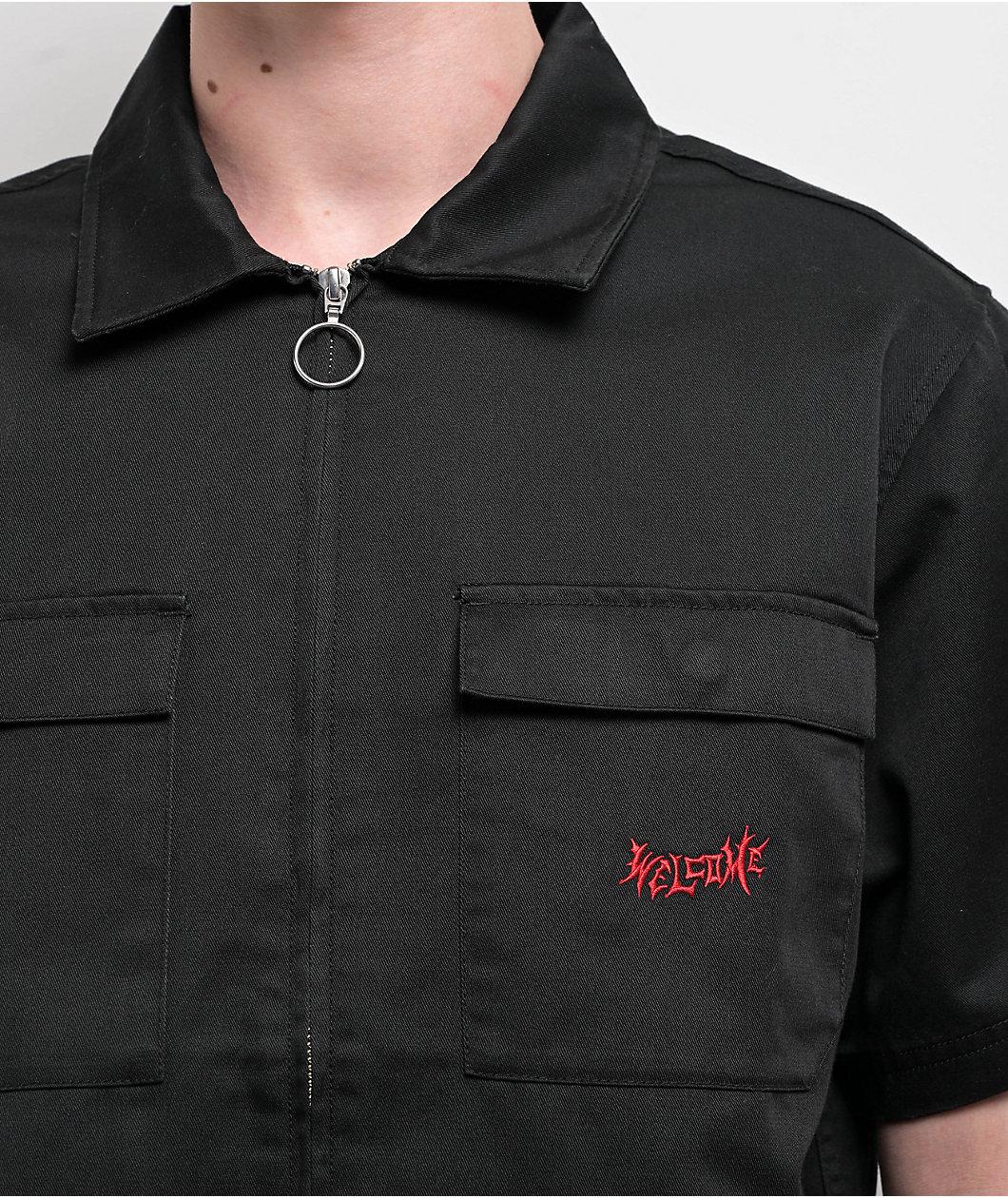 Welcome Fallen Angel Black Zip Work Shirt Product Image