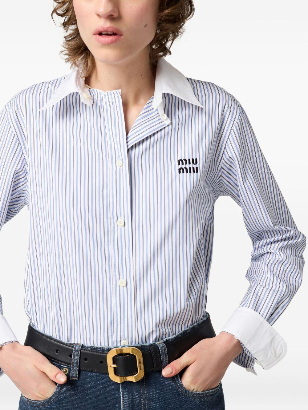 striped logo-embroidered shirt Product Image