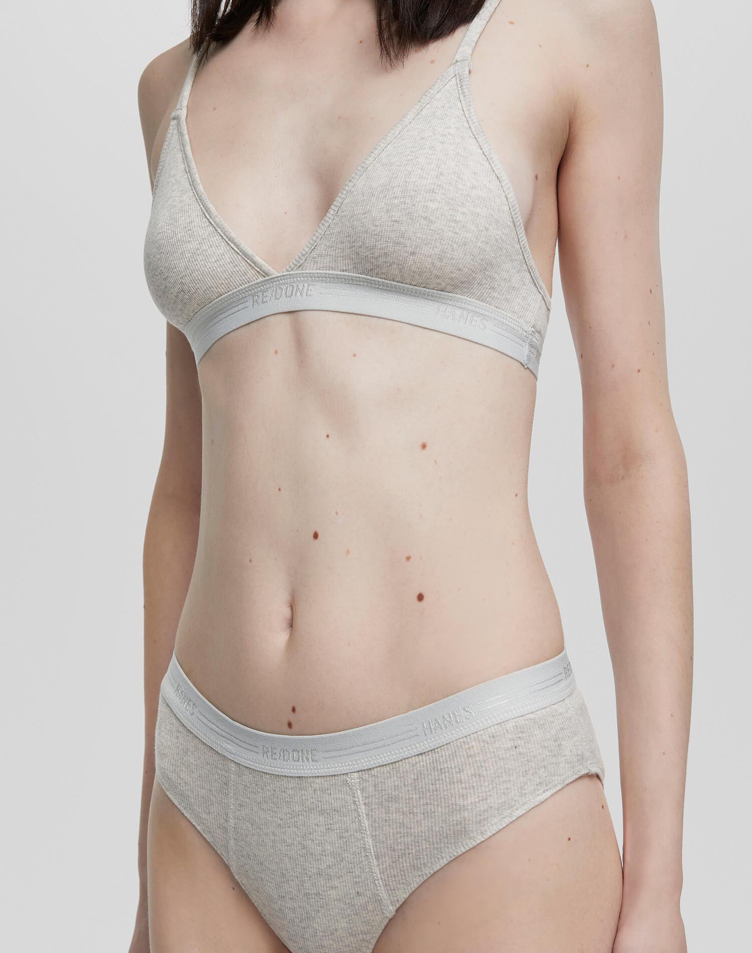 Hanes Ribbed Triangle Bra - Heather Grey Product Image