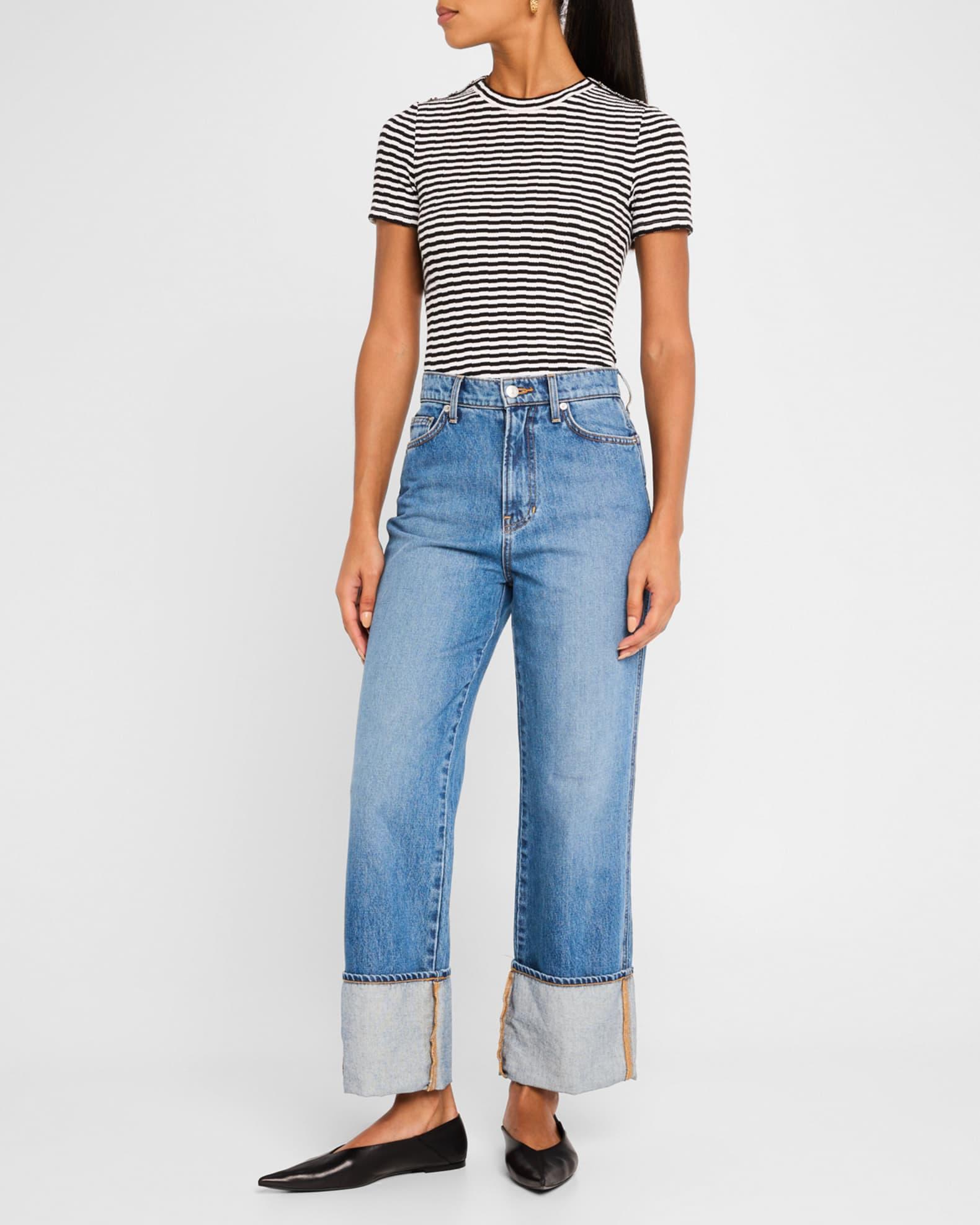 Draya Short-Sleeve Stripe Button Tee Product Image