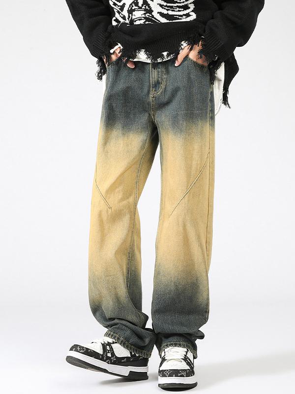 Men's Vintage Light Blue Denim Loose Jeans Product Image