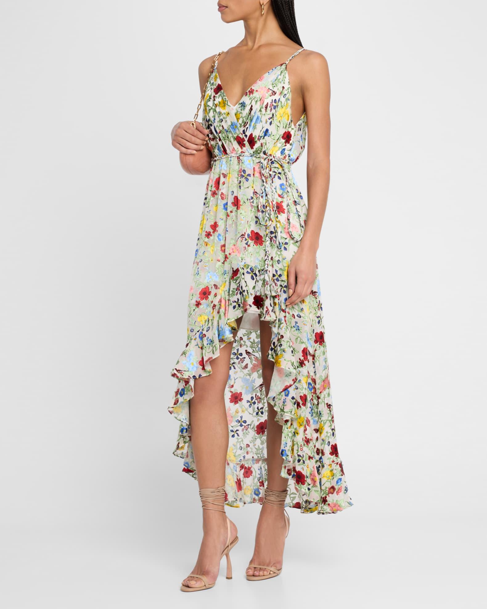 Tara Floral Cascading Ruffle Midi Dress Product Image