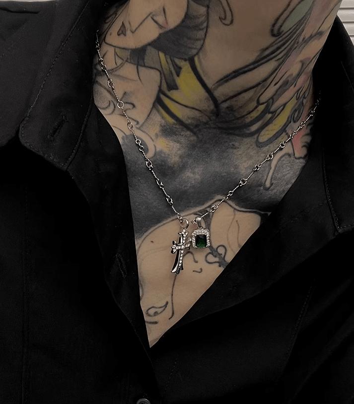 CROSS SQUARE GEM DIAMOND NECKLACE Product Image