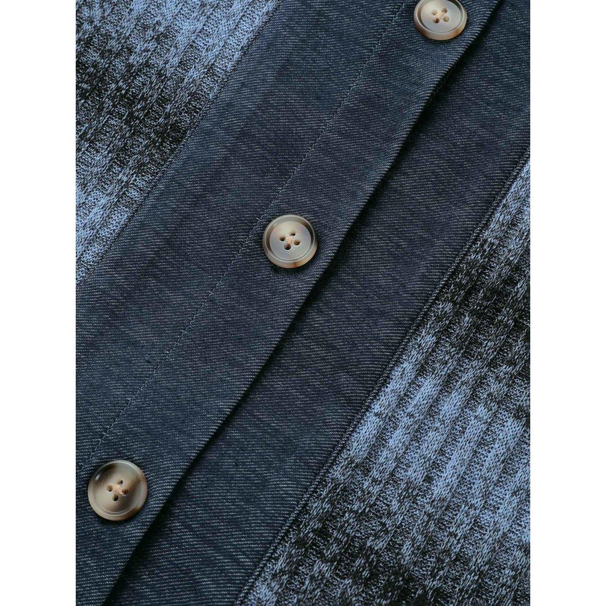 Plus Size Denim Patchwork Contrast Striped Heather Jacket Women Stone Texture Everyday Jackets BloomChic 22-24/3X Product Image