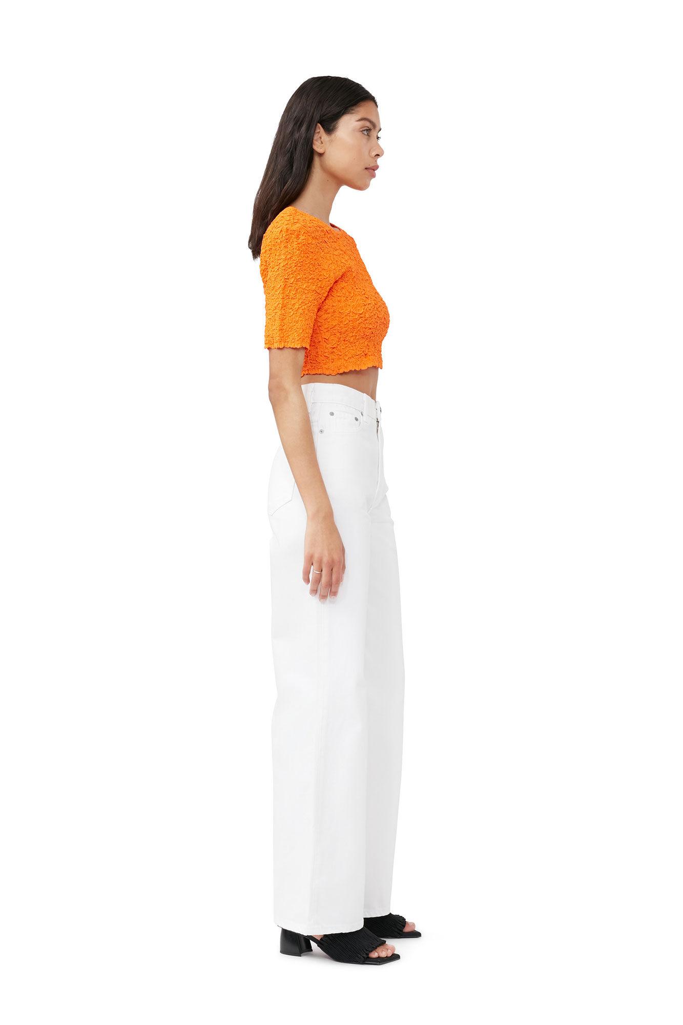 Orange Cotton Poplin Cropped Smock Top Product Image