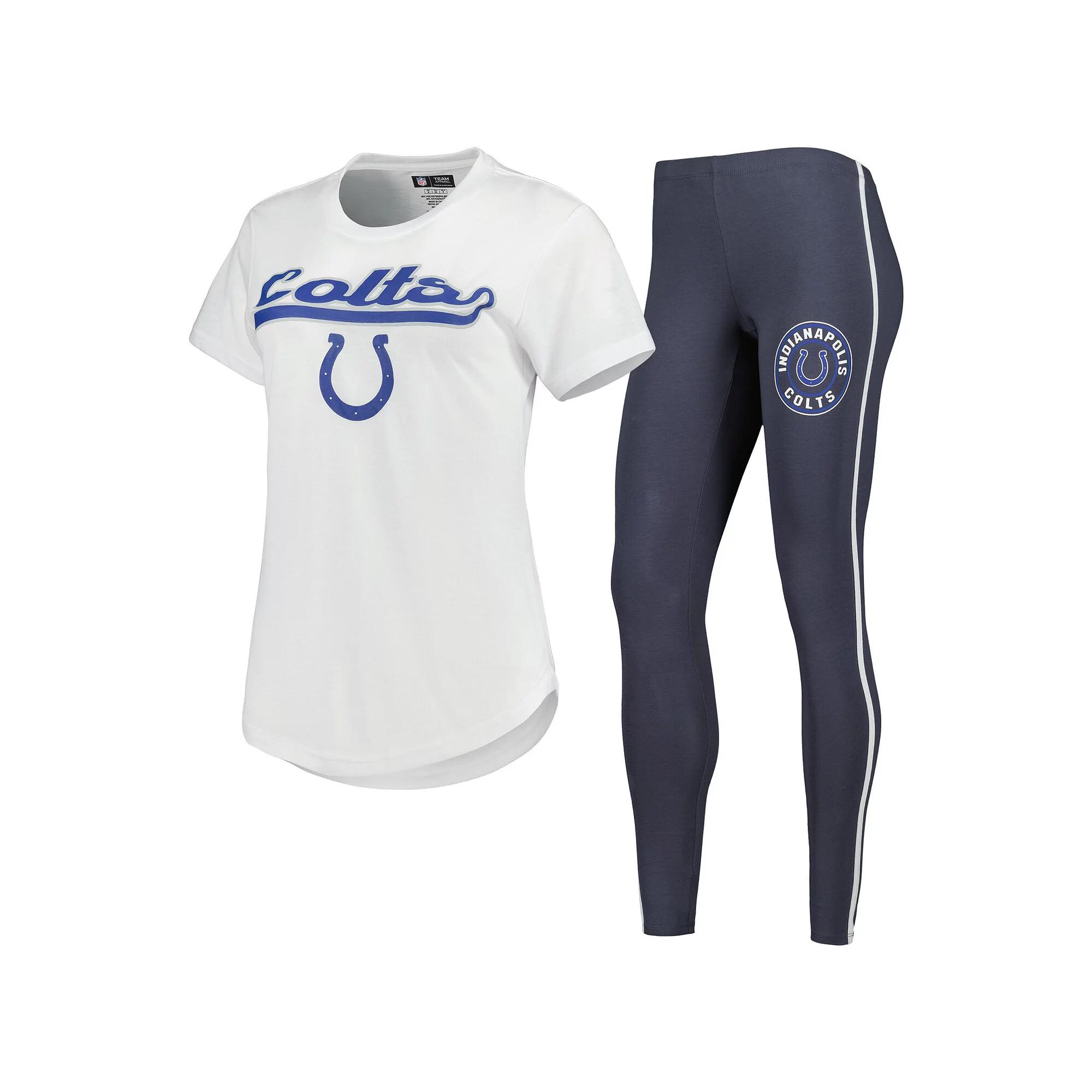 Women's Concepts Sport White/Charcoal Indianapolis Colts Sonata T-Shirt & Leggings Sleep Set, Size: 2XL Product Image