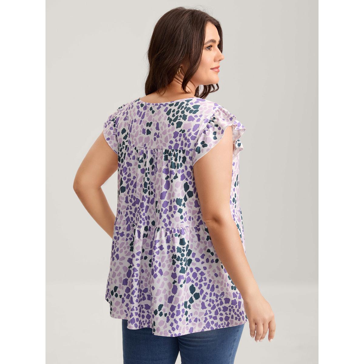 Plus Size Colorful Leopard Print Bust-Comfort Top Women Multicolor Gathered V-neck Elegant Tank Tops Camis BloomChic 18-20/2X Product Image