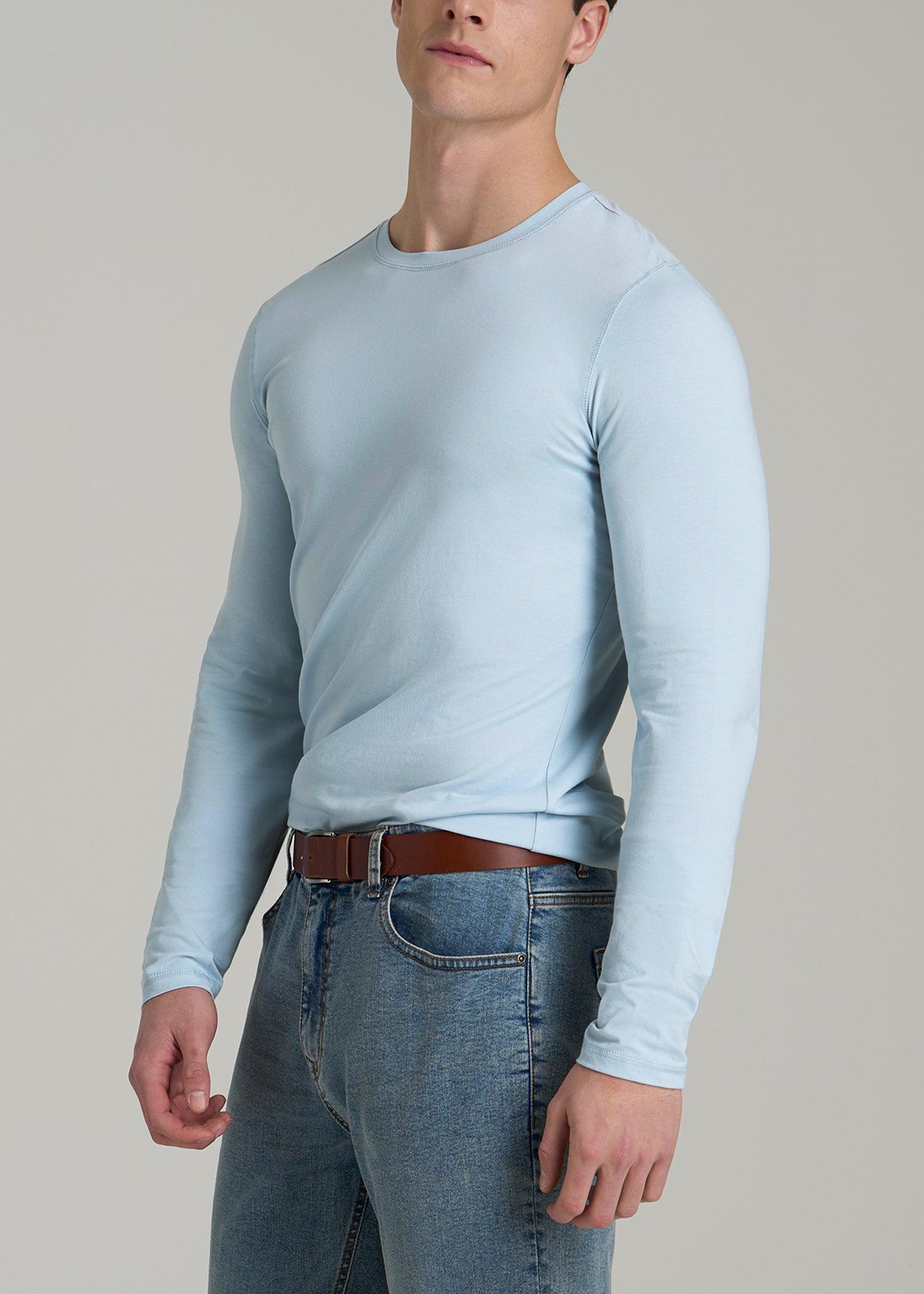 The Essential SLIM-FIT Long Sleeve Tee for Tall Men in Ice Blue Male Product Image