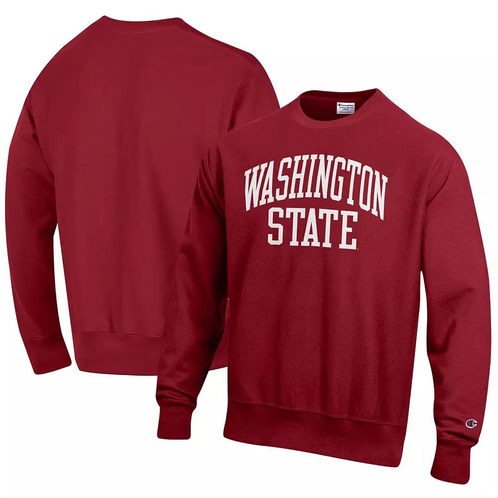 Men's Champion Crimson Washington State Cougars Arch Reverse Weave Pullover Sweatshirt,  Product Image