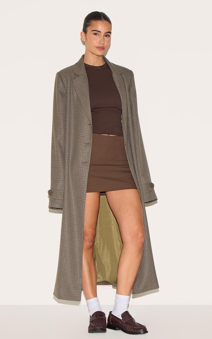 Brown Check Print Oversized Trench Coat Product Image