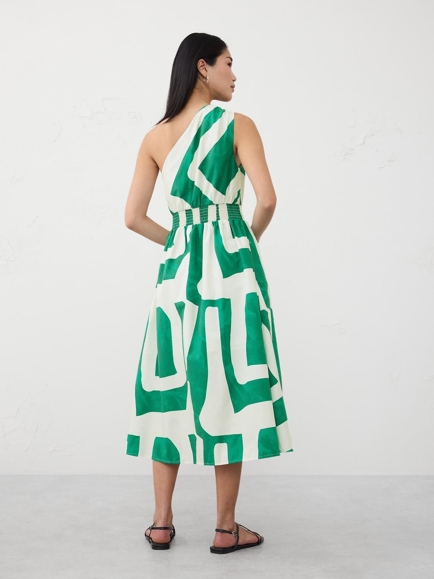 One-Shoulder Poplin Midi Dress Product Image