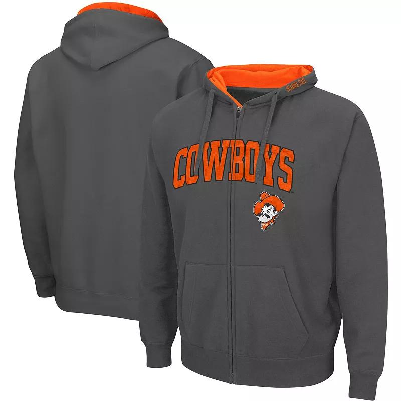 Men's Colosseum Charcoal Oklahoma State Cowboys Arch & Logo 3.0 Full-Zip Hoodie,  Product Image