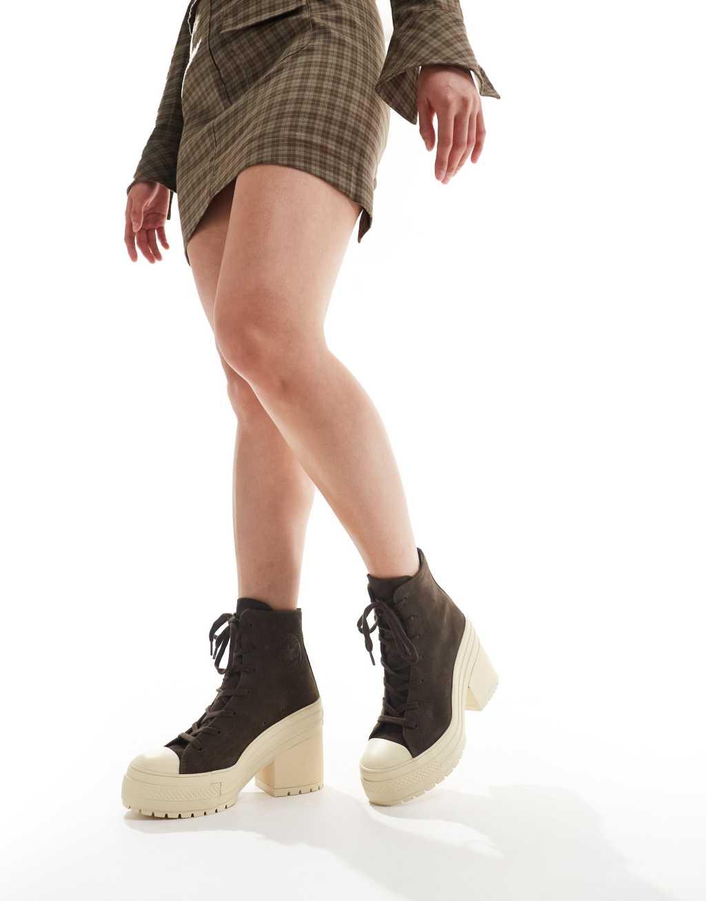 Converse Chuck 70 De Luxe heel platform sneakers in brown Product Image