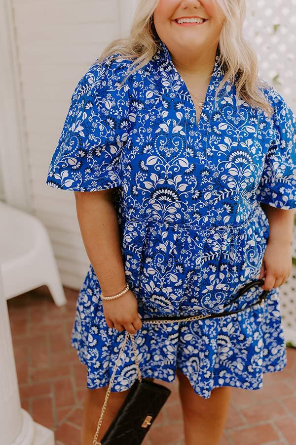 Charmed Feeling Floral Mini Dress in Royal Blue Curves Product Image