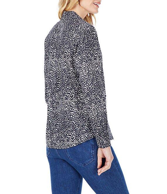 Foxcroft Ava Zebra Print Point Collar Long Sleeve Button Front Shirt Product Image