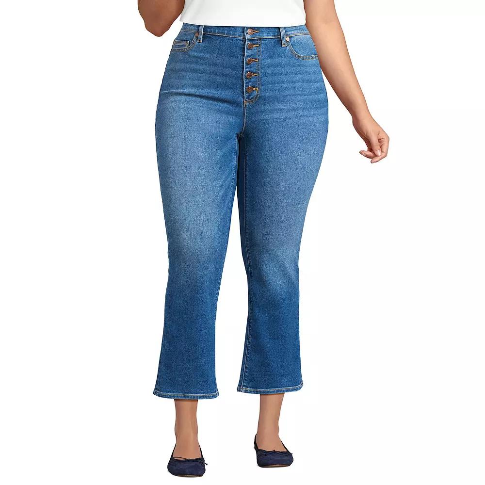Plus Size Lands' End Recover High-Rise Kick Flare Crop Jeans, Women's, Size: 16 W, Beau Blue Product Image