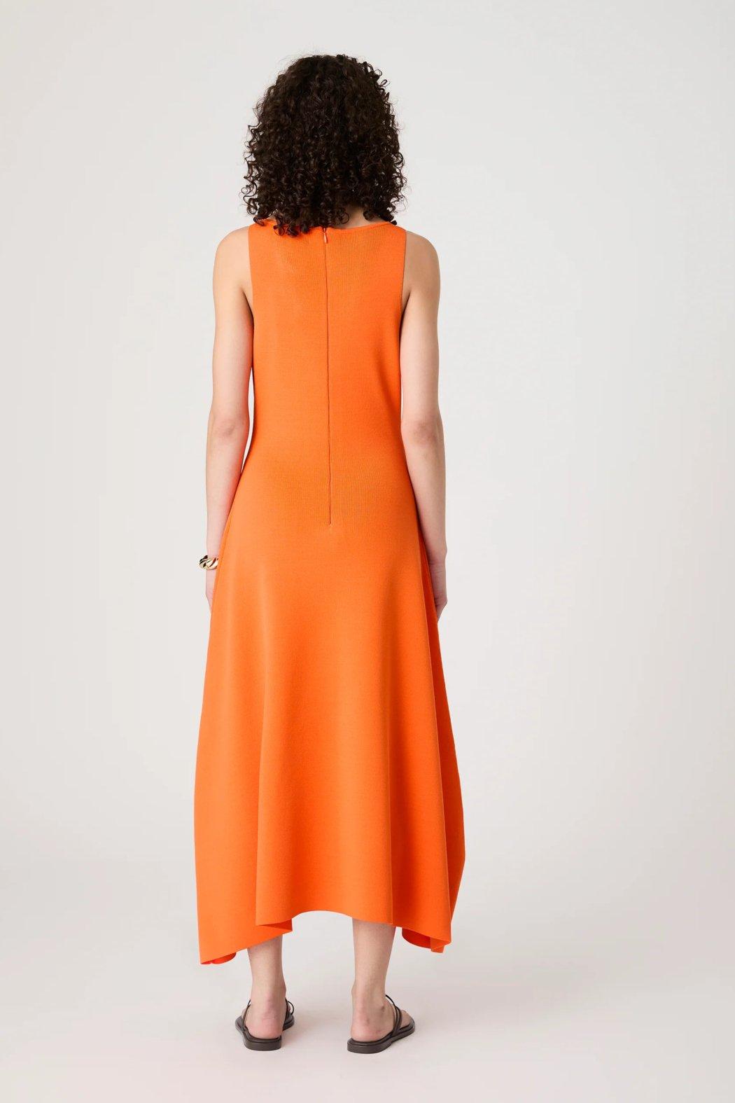 Fit & Flare Knit Midi Dress- Miami Orange Product Image