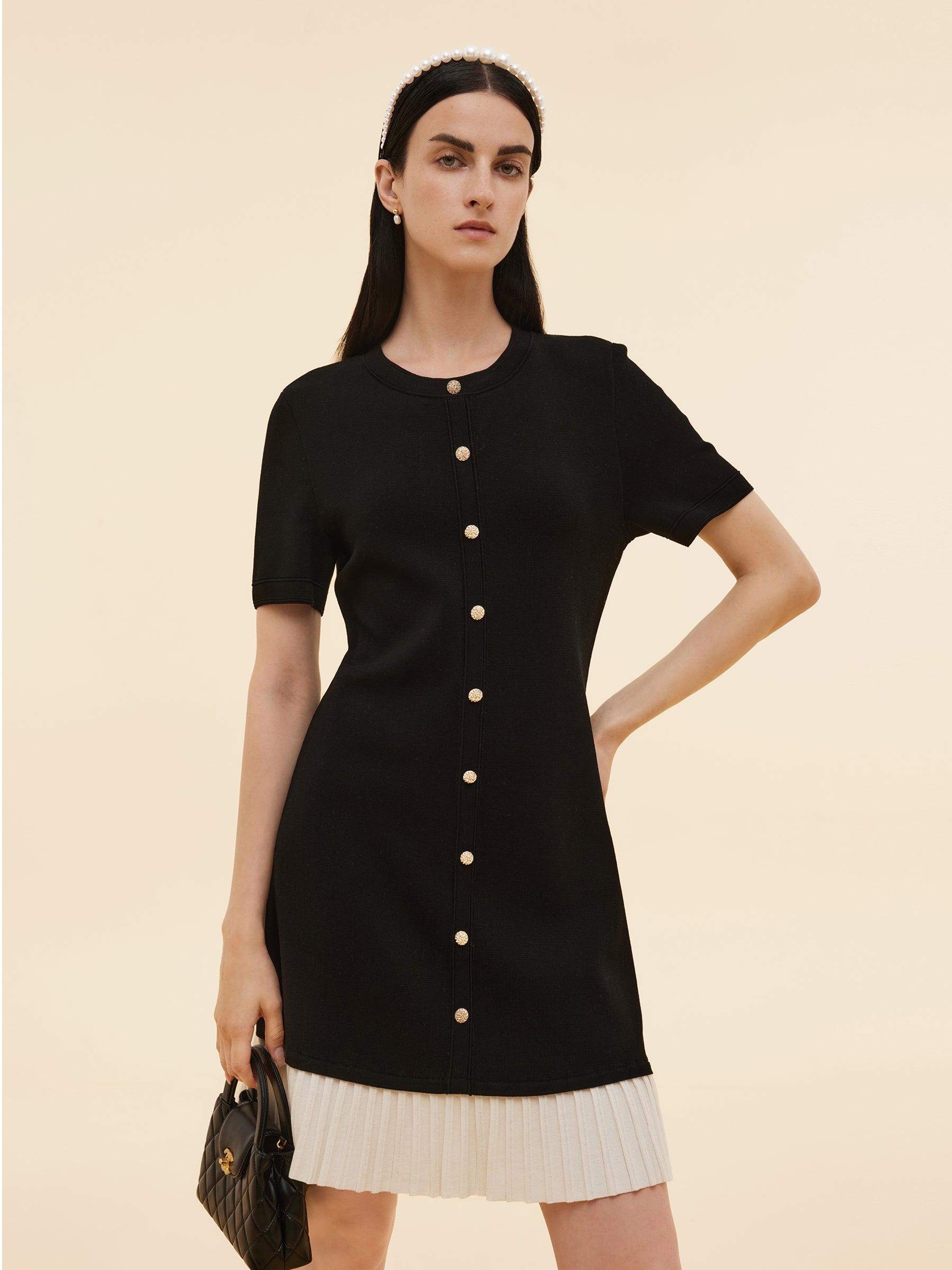 Tencel Blend Color Block Women Knit Mini Dress Product Image