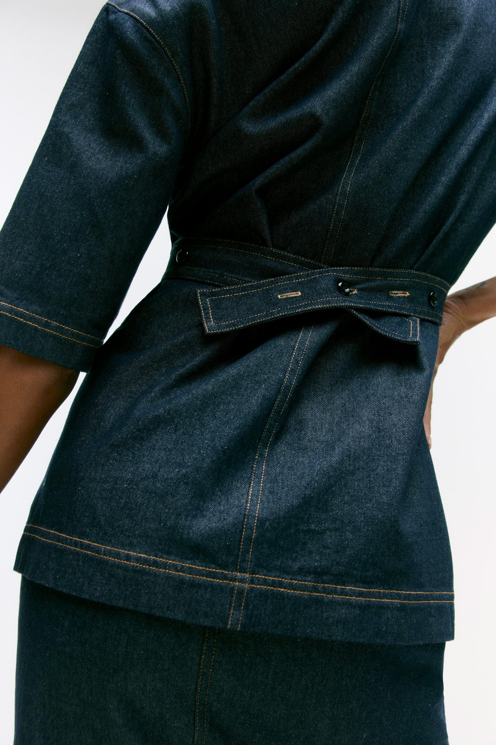 Emma Cinch-Waist Denim Shacket Product Image